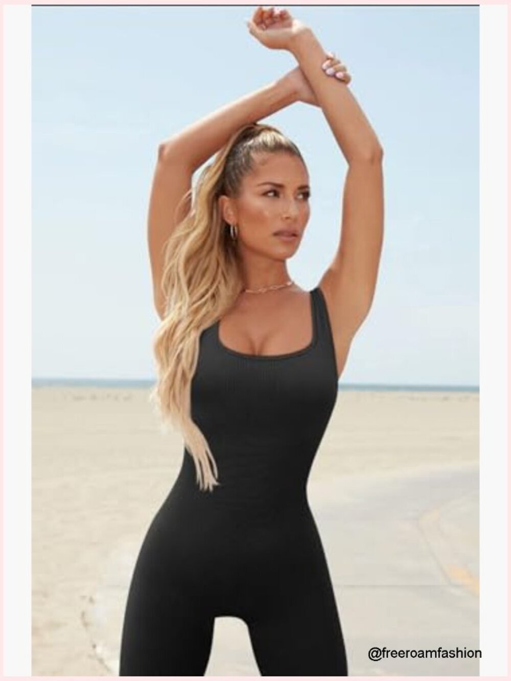 Seamless Ribbed Yoga Bodysuit Jumpsuit Romper One Piece Tank Top Leggings - Picture 5 of 6